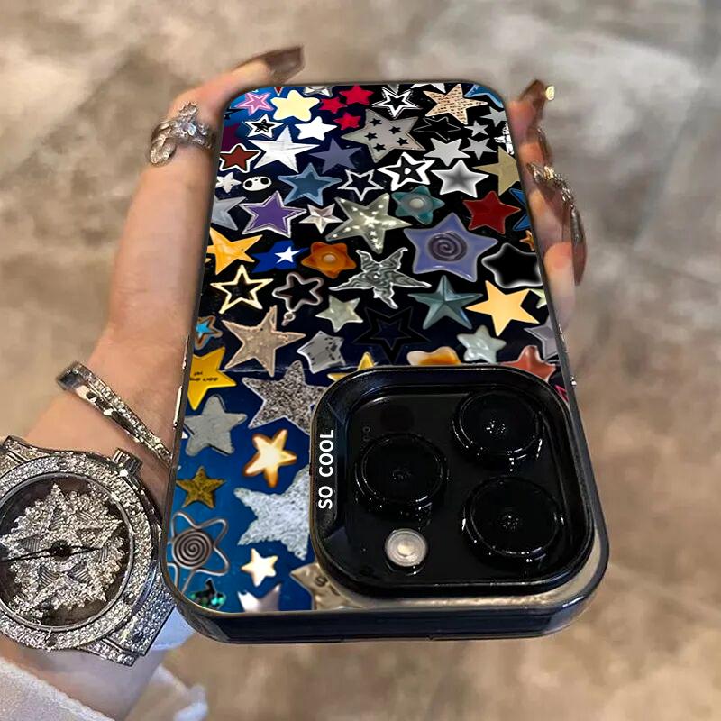 Dual-Color Glitter Star Phone Case For Samsung Galaxy S24 S23 S22 S21 Ultra Plus FE Note 20 UltraA15 A35 A55 A54 A53 5G Cover