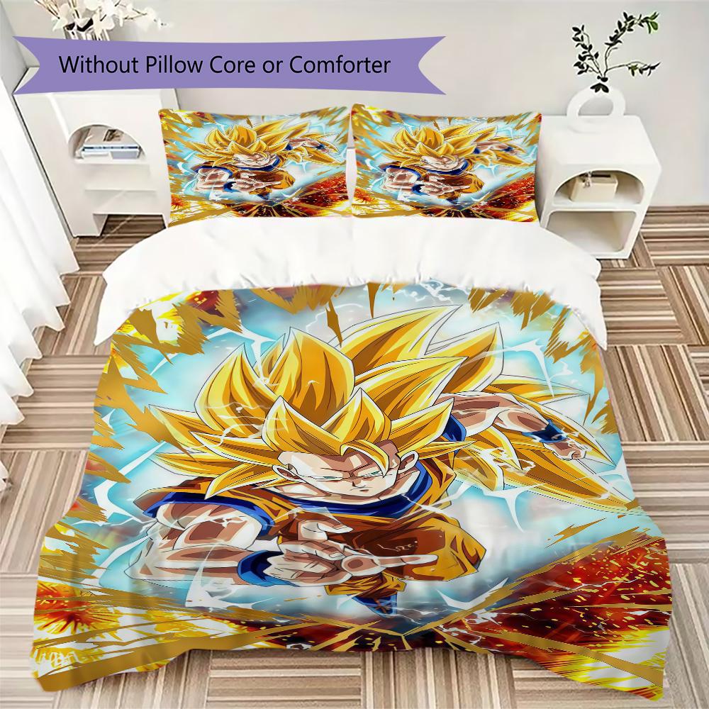 Son Goku 3pcs Bedding Set, Duvet Cover with 2 Pillowcases, Digital Printed, No Insert, Gift -HYQ15