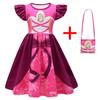 Feifei Sleeve Princess Dress, Medium And Big Girls Dress Feifei Sleeve Milk Silk Skirt + Bag 88128