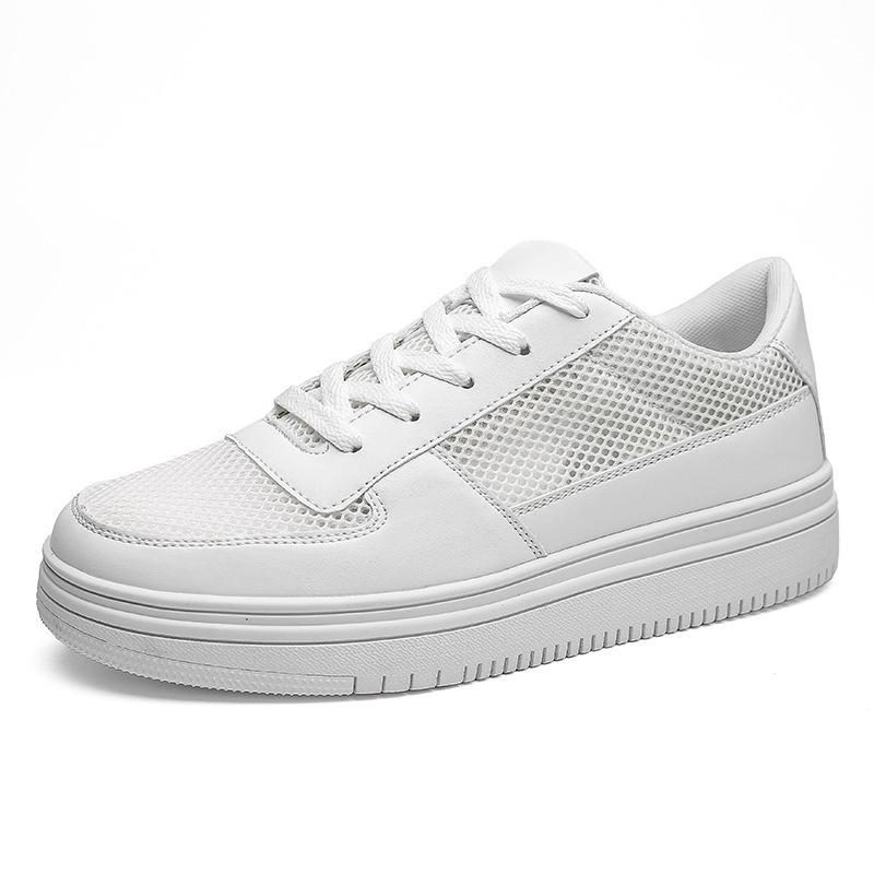 Men's Summer Air Force White Breathable Mesh Shoes, Size 48 - Fashionable Large Size, Versatile Student Footwear.
