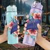 1PC Blue Butterfly Flower Art Print 750ml Color Plastic Sports Water Bottle Leakproof Flip Straw Lid Suitable for Sports Office Home Use