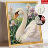 DIY Framed Pearl Painting Kit Swan and Irises 3D Sparkling Bead Art Canvas Elegant Home Wall Decor Creative Gift for Women To Relax