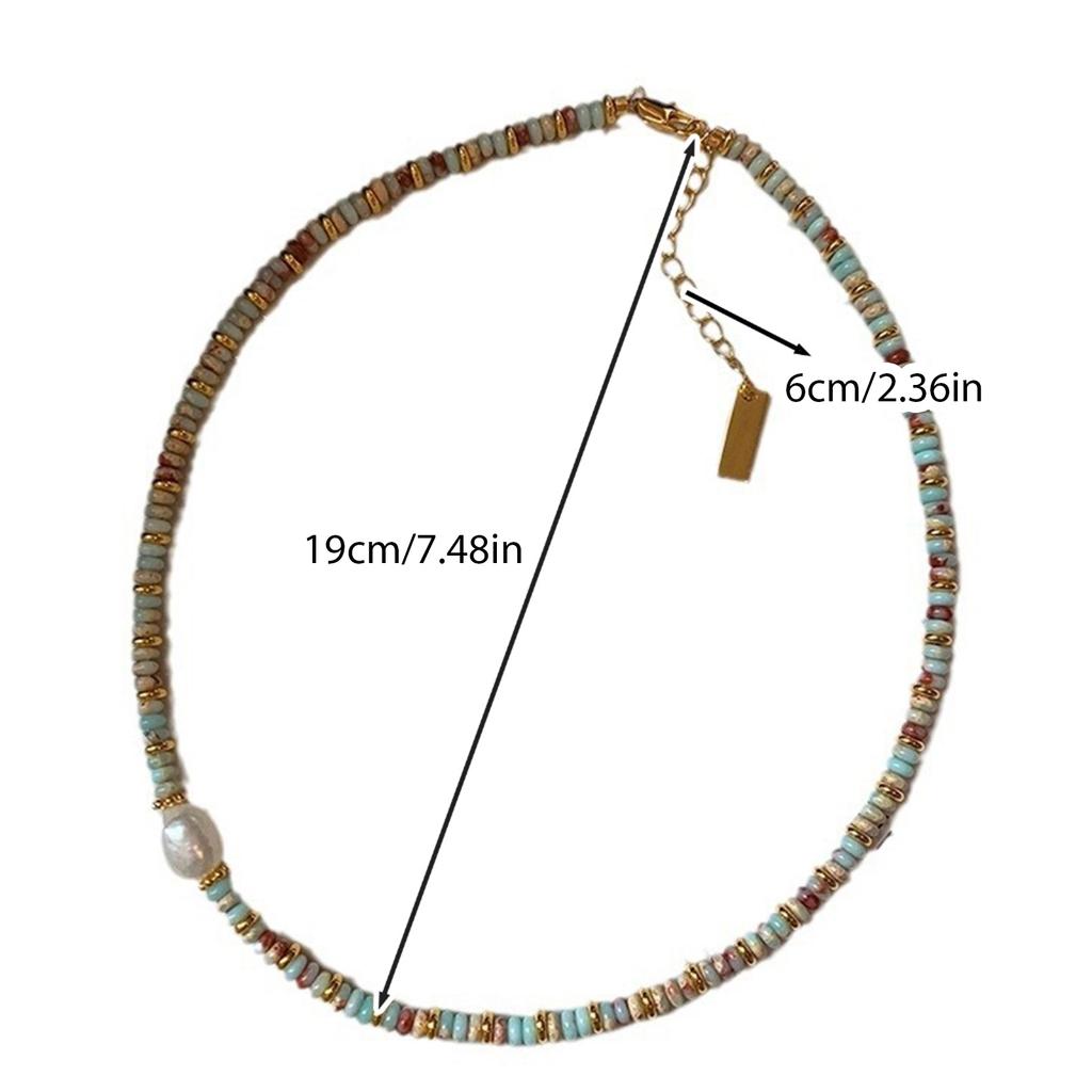 Handmade Necklace Adjustable Length Neckchain Artificial Crystal Beaded Clavicle Chain for Beach and Vacation Wear