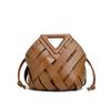 Simple Color Solid Women Casual Woven Drawstring Handbag With Buckle Magnetic