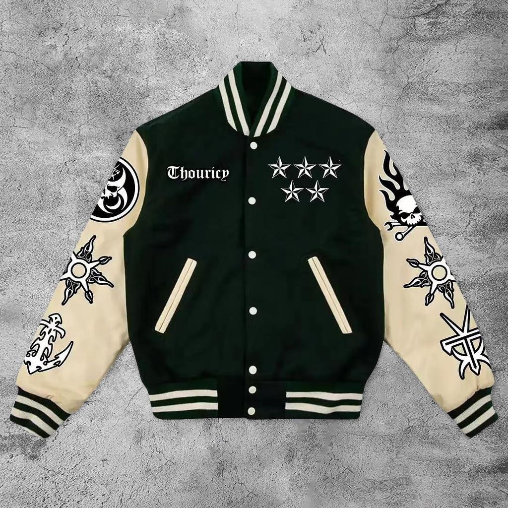 Fashion Men and Women with the Same Style Couple Spring and Autumn Jacket European and American 3D Printed Baseball Jersey