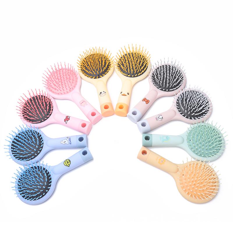 Cute Cartoon Air Cushion Comb for Girls and Teens: Portable Hairbrush with Mirror and Massage Feature.