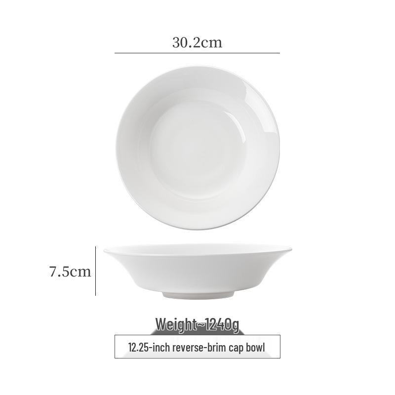 קערת עצם סין עמוקה לבנה אלגנטית: קערת מרק/אטריות/פירות ים למלון ומסעדה - עיצוב לא סדיר ויצירתי