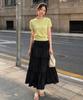 General Idea Shirred Tiered Long Skirt [Black] / Gf2Lsk511
