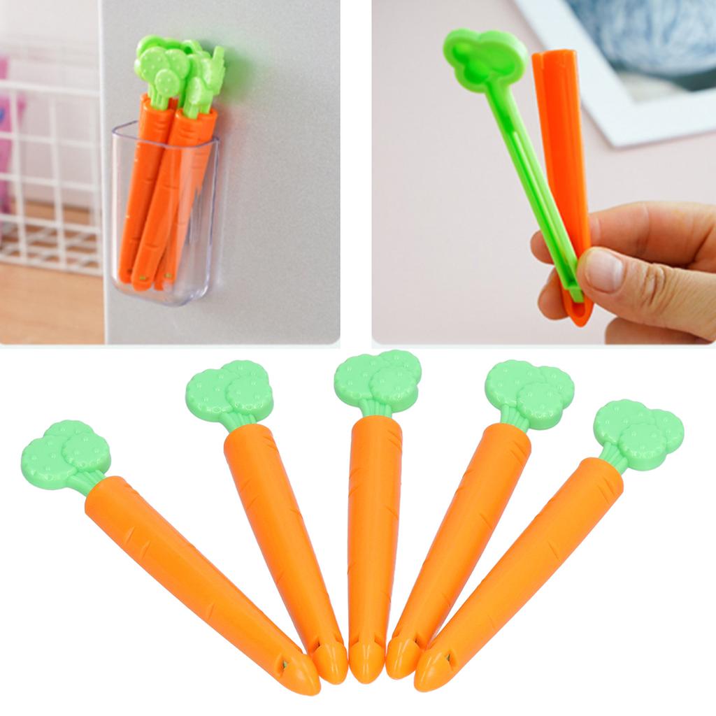 Sealing Clips Double Grooves Design Magnet Adsorption Simple Practical Carrot Appearance Bag Clips