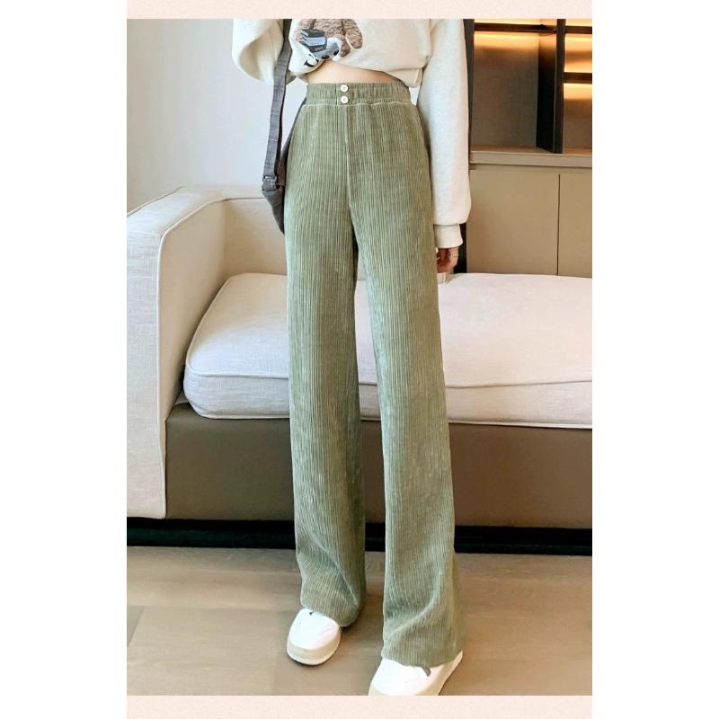 Bean Green Chenille Wide Leg Pants Women's Spring Autumn 2025 New Casual Loose Pants Versatile Sports Pants