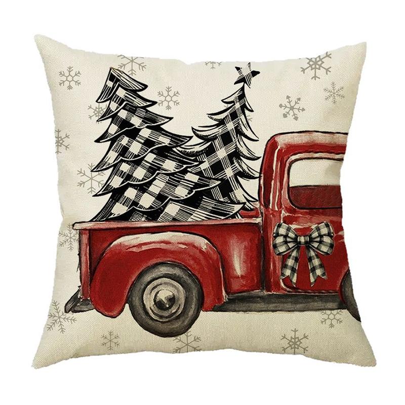 Christmas Pillow Cover Linen Printed Home Sofa Cushion Cover Car Headrest Office Pillowcase Christmas Party Decoration