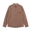 American Vintage Plaid Long Sleeve Shirt Embroidered Pocket Loose Fit Men Women
