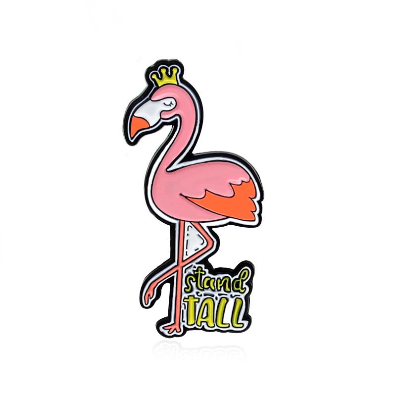 Elegant Alloy Brooch: Flamingo & Unicorn Best Friends – Trendy Animal Badge for Clothing