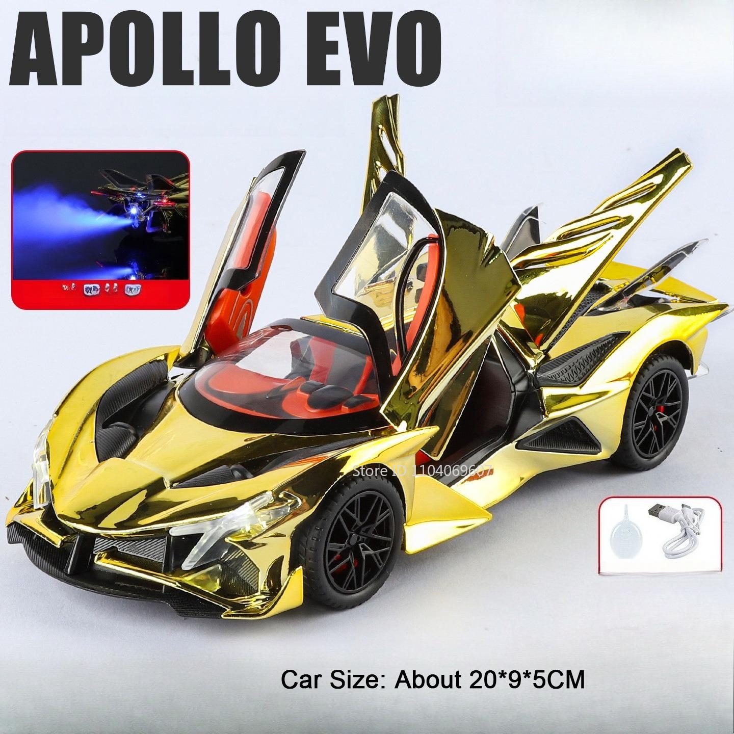 

1:24 GTR EVO Model Toy Supercars Alloy Diecast Spray Sports Cars Doors Opened Pull Back Sound Light Collection Models for Kids