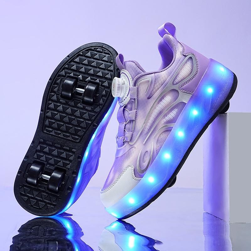 Runaway Shoes, Small Four-wheel Pulley Shoes, Student Sneakers, USB Charging Luminous Shoes, Boys and Girls