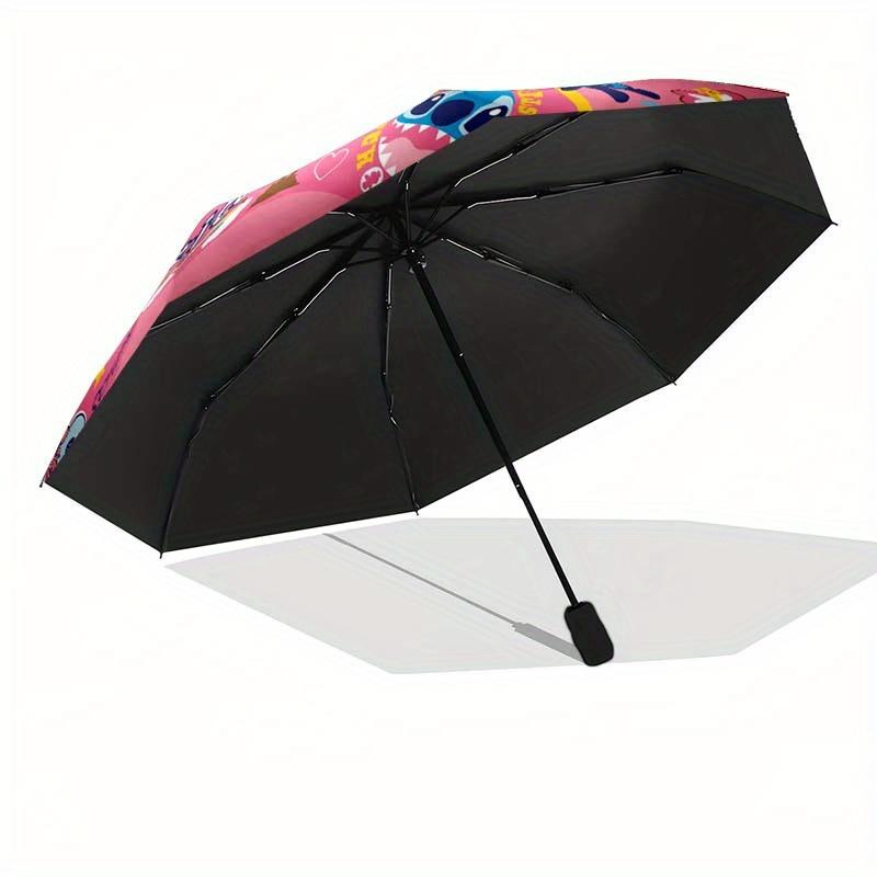 Disney Stitch Automatic Open/Close Umbrella - UV Protection Cute Umbrella with Cute Stitch Design, Portable 3-Fold Compact Umbrella for Men