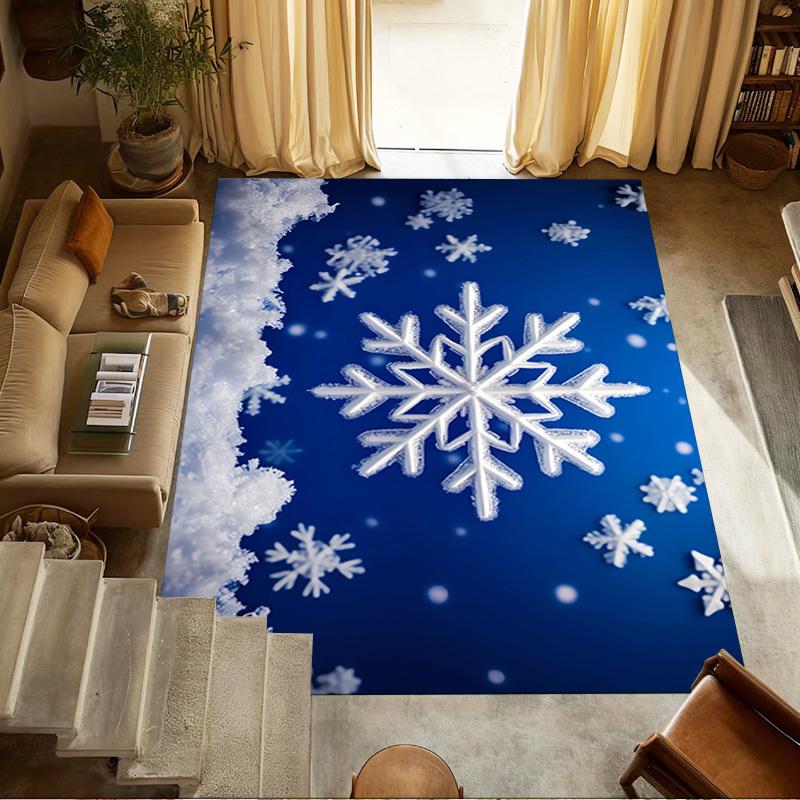 snowflake winter Crystal Velvet Office chair mat Area Rug - Non-Slip, Floor Mat, Office Desk Chair Rugs,Christmas Gift-1106105