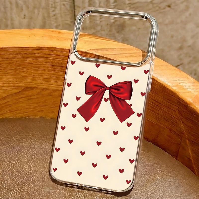 Cute Cartoon Bowknots Print Case For iPhone 17 Pro Max iPhone 16 15 14 13 Pro Max 11 17e 16e Plating Lens Frame Clear Soft Silicone Back Cover