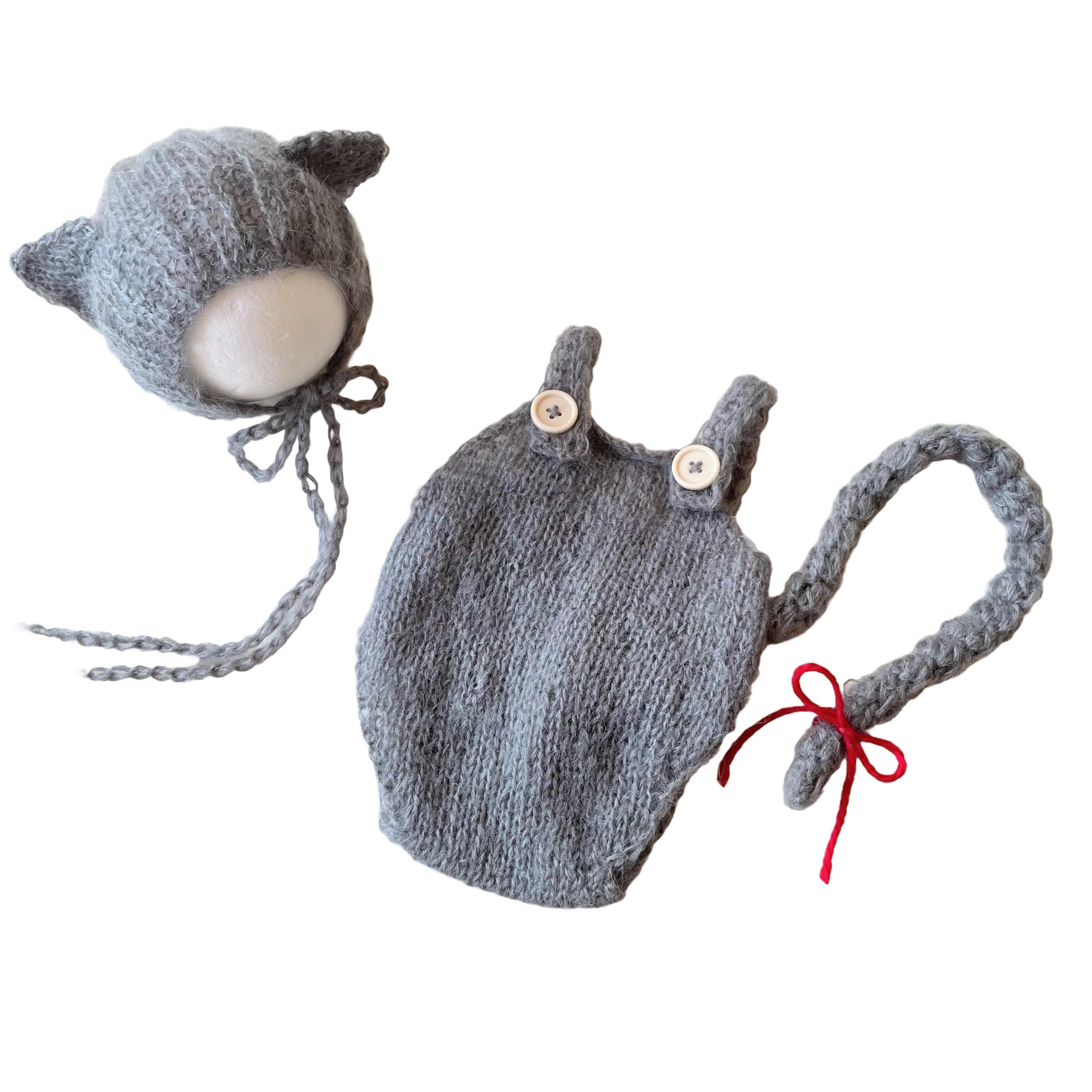 

Cat ear hat and tail overalls Newborn photo costume Cat Monthly photo Sleeping pose art 3 months [NANA s shop] (Black (3.5~5.5kg))