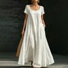 Abito Lungo Casual da Donna Estivo Moda Scollo a V Manica Corta con Spalline da Spiaggia Ampio per Vacanze