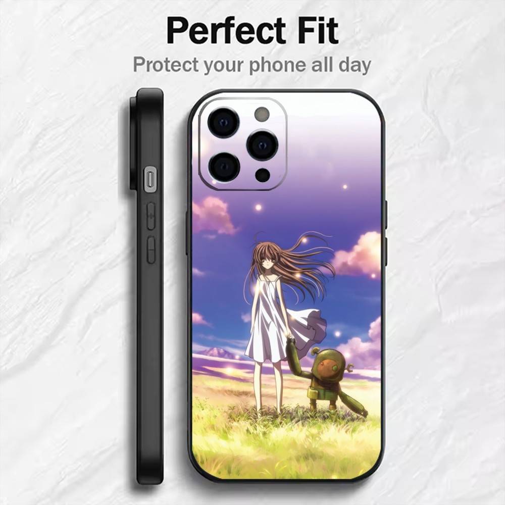 Sad Anime C-Clannad After S-Story Phone Case For iPhone17,16,15,14,13,12 Plus,Max Soft Silicone Black Cover iPhone17promax