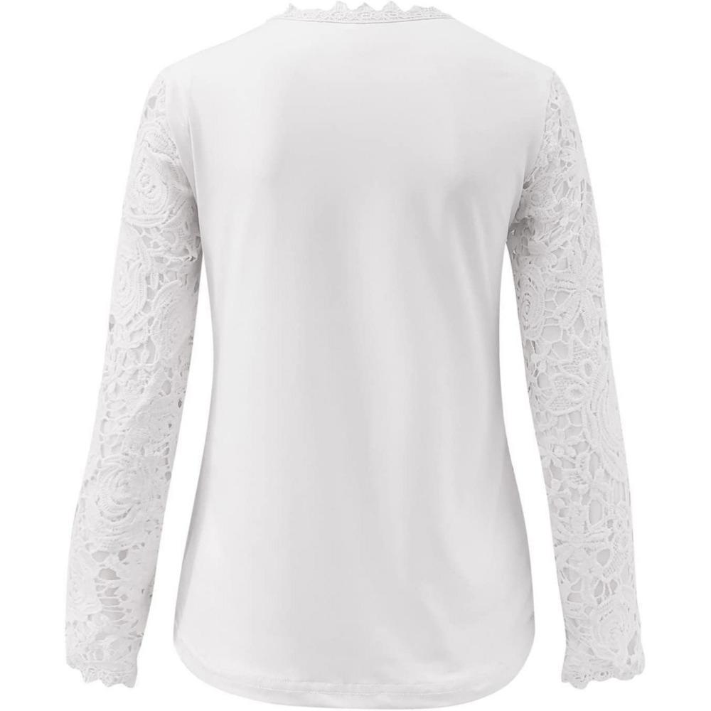 Tshirts Sleeve Long Tops Womens Lace Slim Fit Blouses Crewneck Tunic Tops Fall Shirt Loose Pullover Blouse