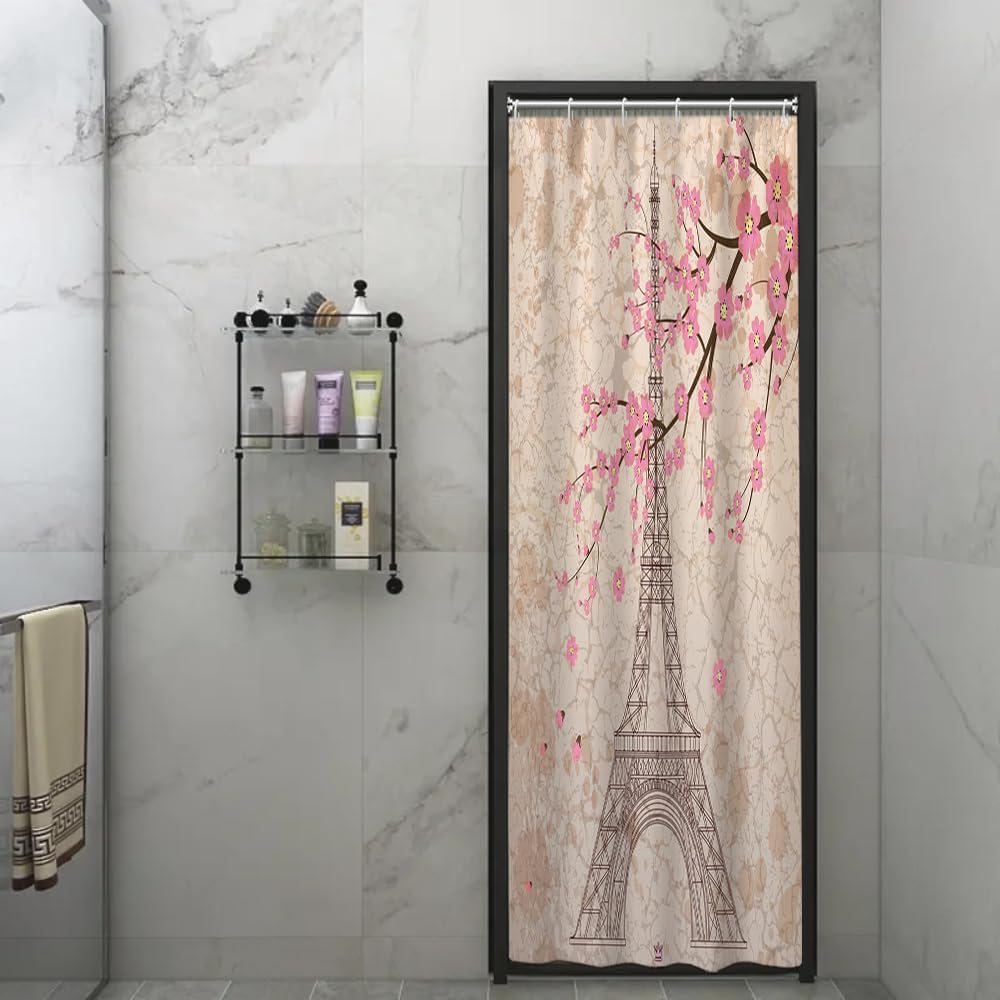 Mount Fuji Shower Curtain Japan Famous Landscape Cherry Flower Mountains Abstract Scenery Shower Curtains For Bathroom