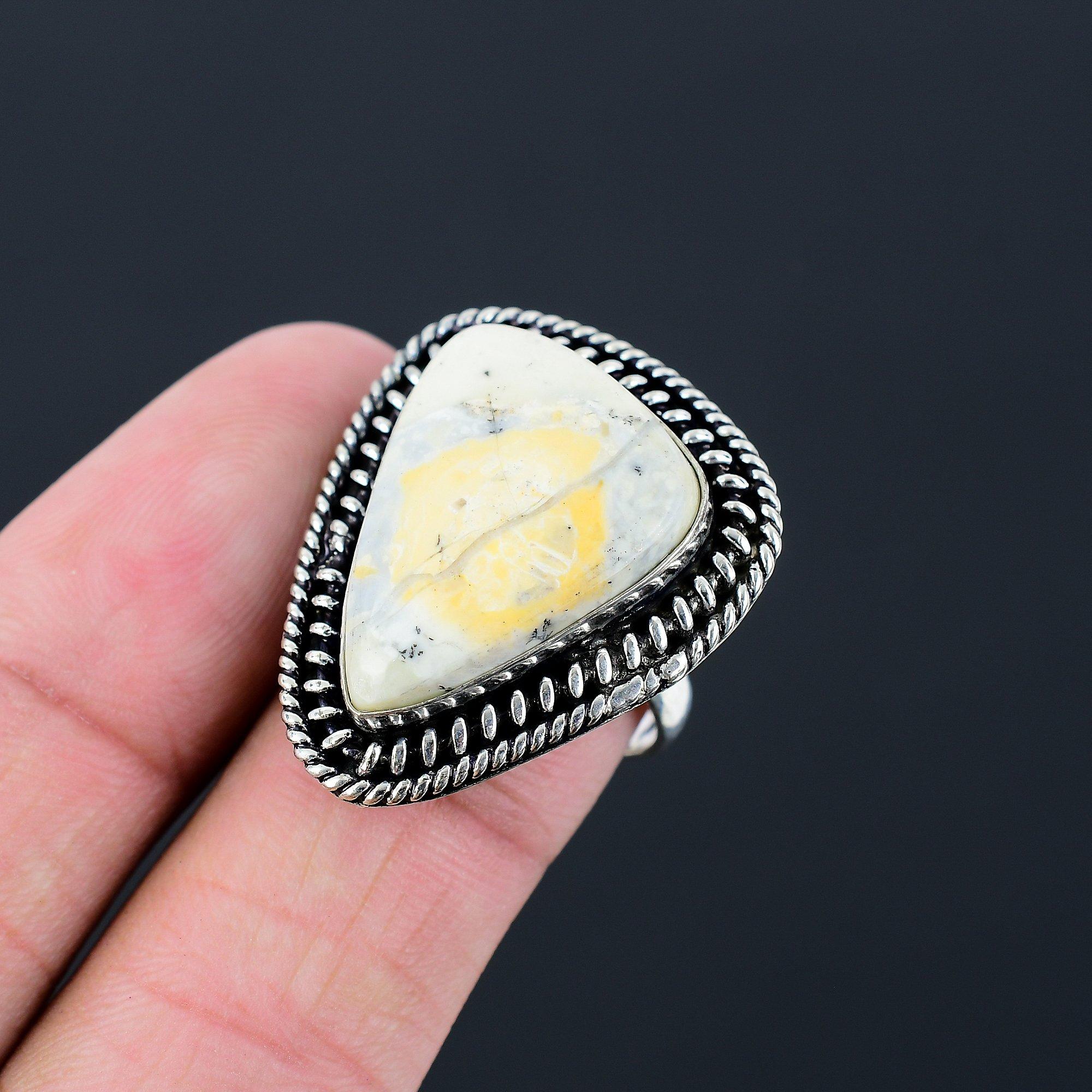 Sterling Silver Trillion Natural Maligano Jasper Promise Ring Jewelry Size 8.5 8.5