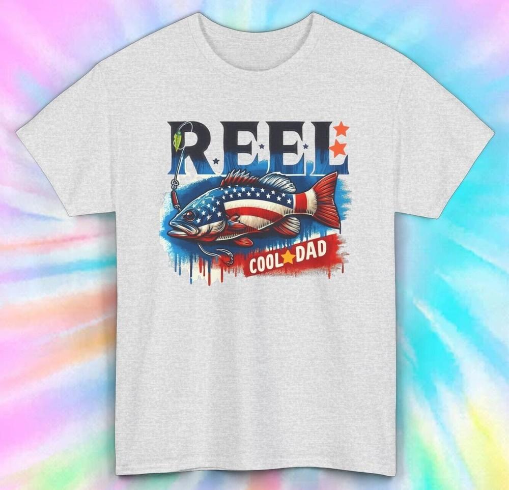 

Reel Cool Dad Fishing T-Shirt | Patriotic Father s Day Tee S-5XL 4XL