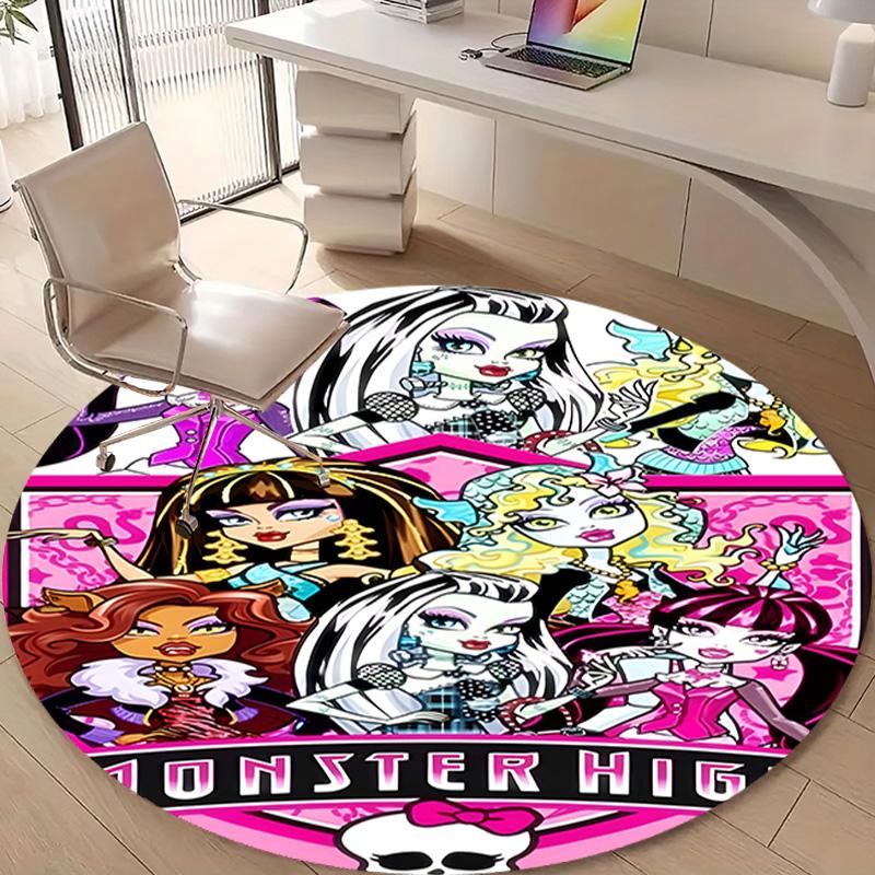 1pc Monster High Draculaura2 Design Printed Area Round Carpet for Bedroom Living Room Home Decor Rugs Mat Non Slip Mat Rug for Bedside