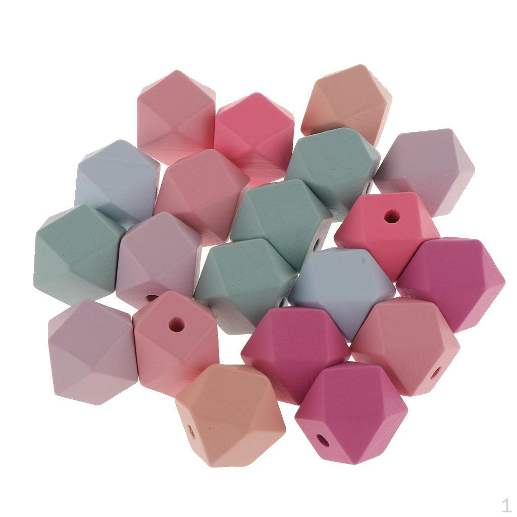 

Окрашенные граненые деревянные бусины Геометрические аксессуары для бусин 2 размера - 20mm 20Pcs