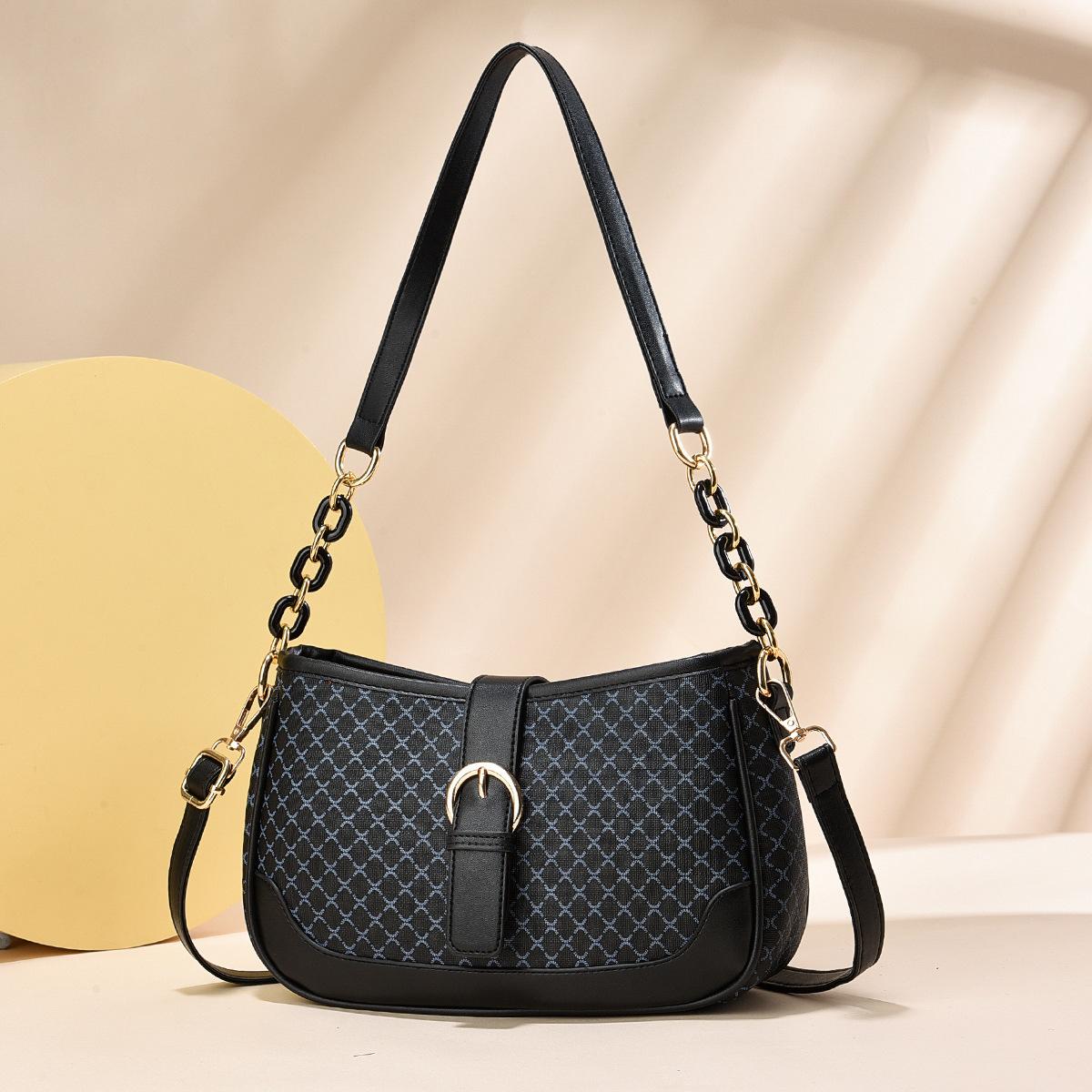 

Новая французская сумка через плечо в стиле ретро, модная фактура, сумка-мессенджер, женская сумка, дизайн, смысл 26*7*17 чёрный