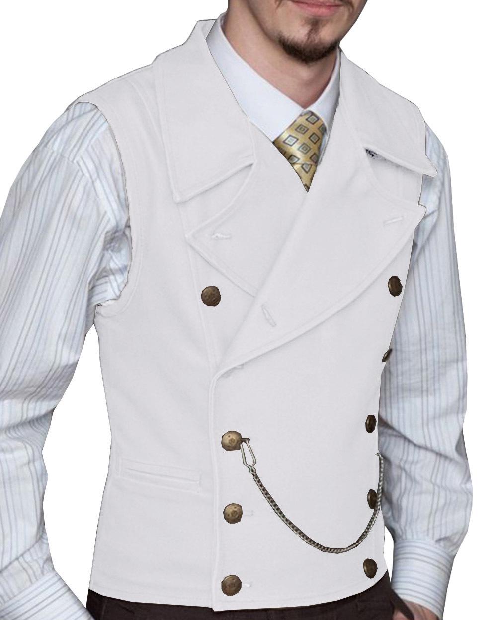 Herren Wildleder Retro Zweireiher Weste - 13 Farben verfügbar L weiß