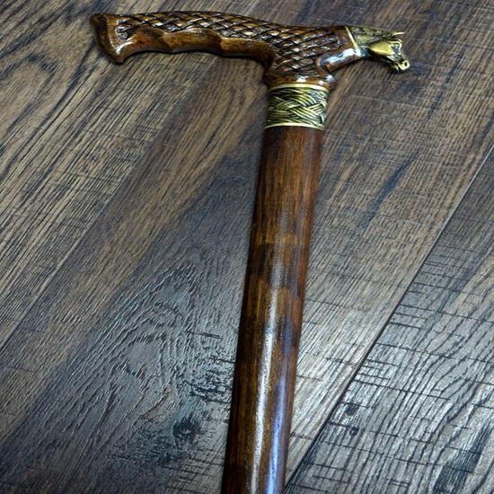 Walking Sticks Carving Wood Reeds Bronze Wooden Handmade Cane Stick Men's Accessories Horse