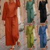 2025 European Style Brown Two-Piece: Long Sleeve High Neck Hoodie & Elegant Wide-Leg Pants