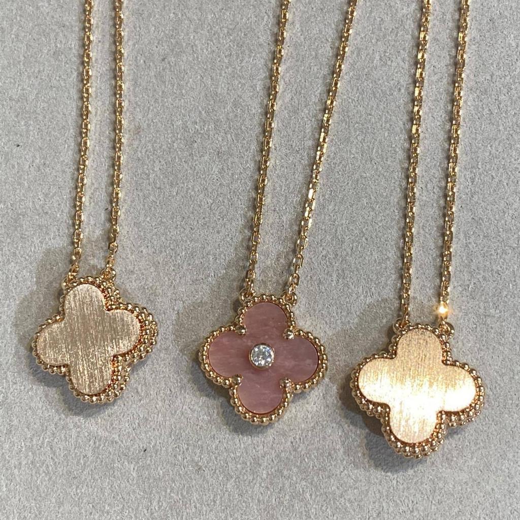 Clover Necklace Plated 18k Rose Gold White Gold Two Tone Laser Diamond Clavicle Chain