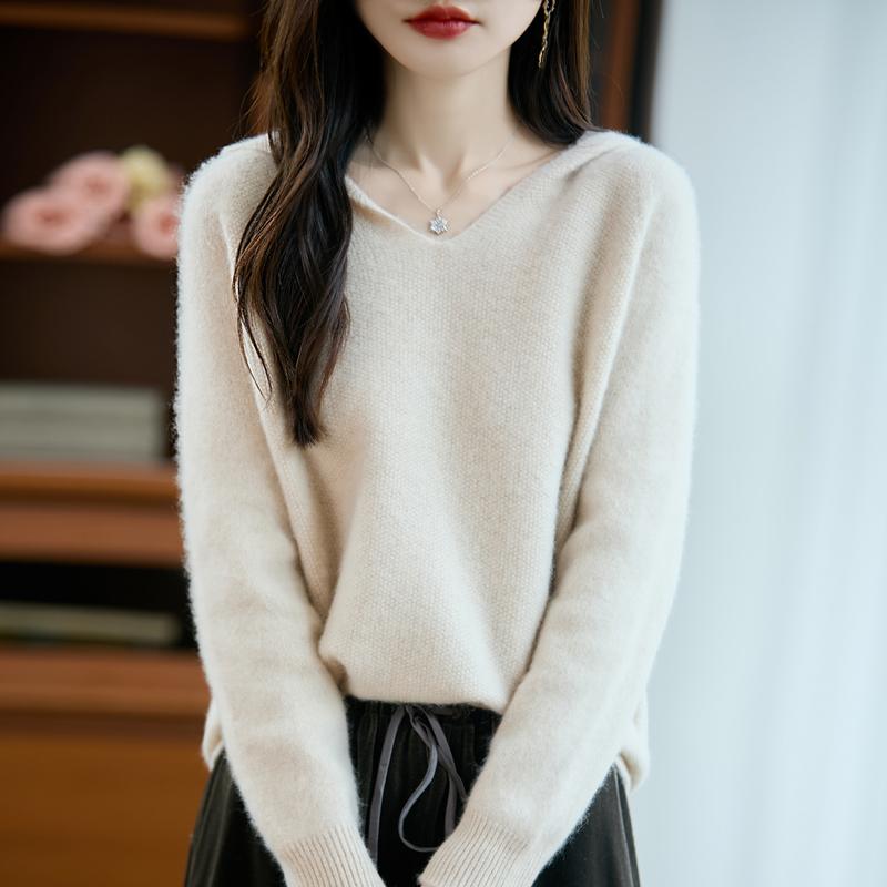 Women's cashmere sweater Qinghe cashmere 30% cashmere 70% wool autumn and winter pullover warm and fashionable