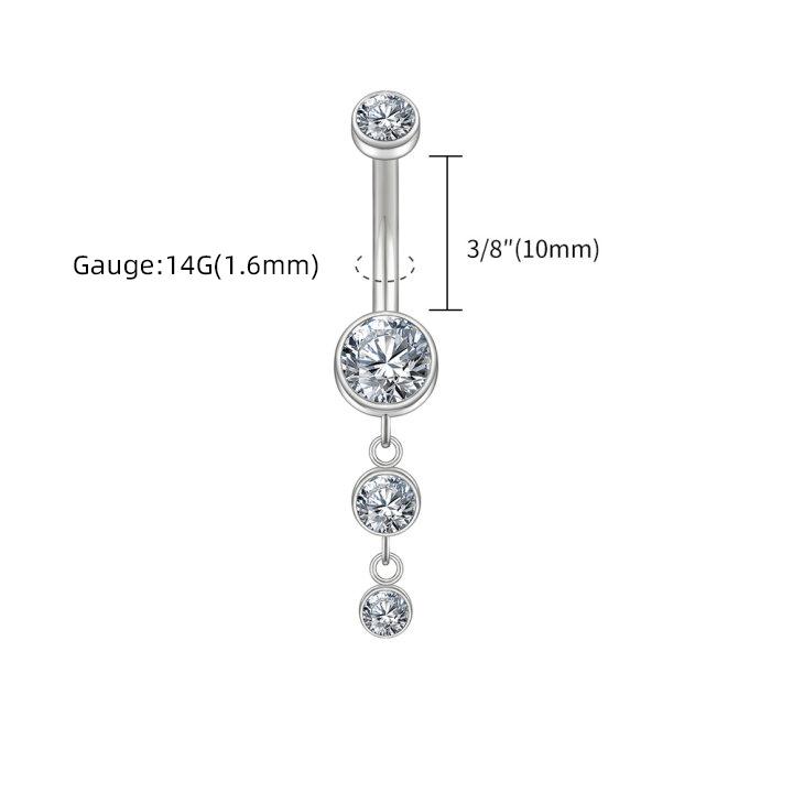 

Right Grand ASTM F136 Titanium 14G Dangle CZ Gems Belly Button Ring Cubic Zirconia Drop Pendant Navel Nail Body Piercing Jewelry