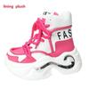 Fashion 8CM Winter Chunky Boots For Women Thick Plush Warm Snow Ankle Boots Wedges Leather High Platform Sneakers Woman Motorcycle Shoes