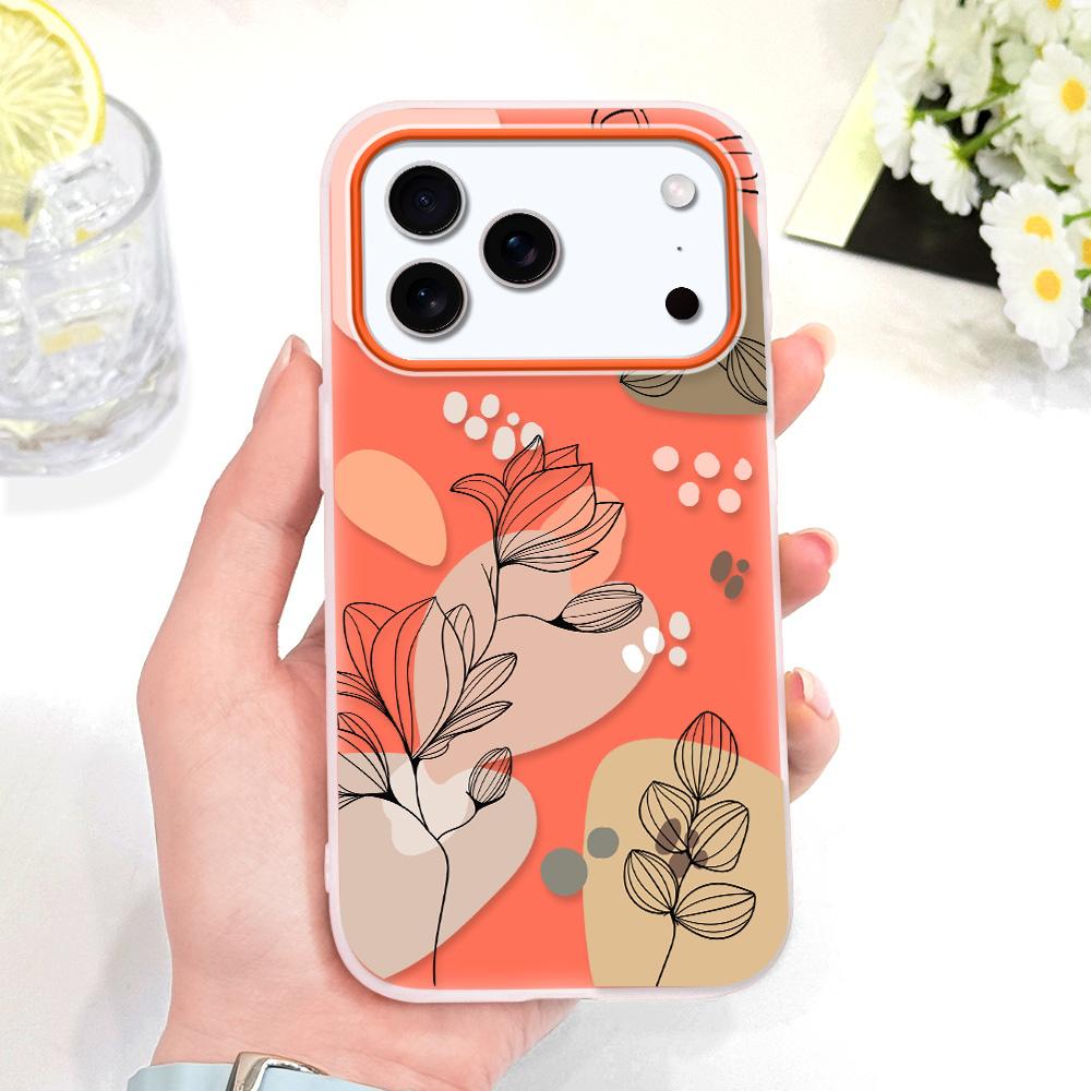 

Simple Flowers Phone Case For IPhone 17 17E Air 16 16E 15 Plus Pro Max Candy Colored Cover iPhone 17 ProMax помаранчевий
