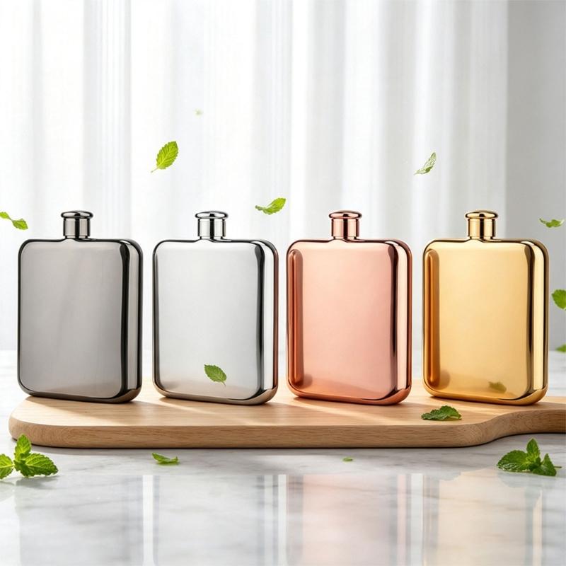 Portable Stainless Steel Square Hip Flask With Screw Lid, 7oz Small Pocket Liquor Bottle For Easy Carrying In Backpacks Or Bag