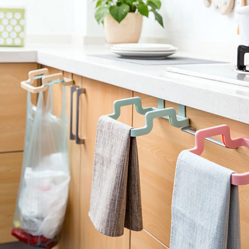Portable Plastic Garbage Hanging Kitchen Trash Storage Rack Bag Hook Organzier