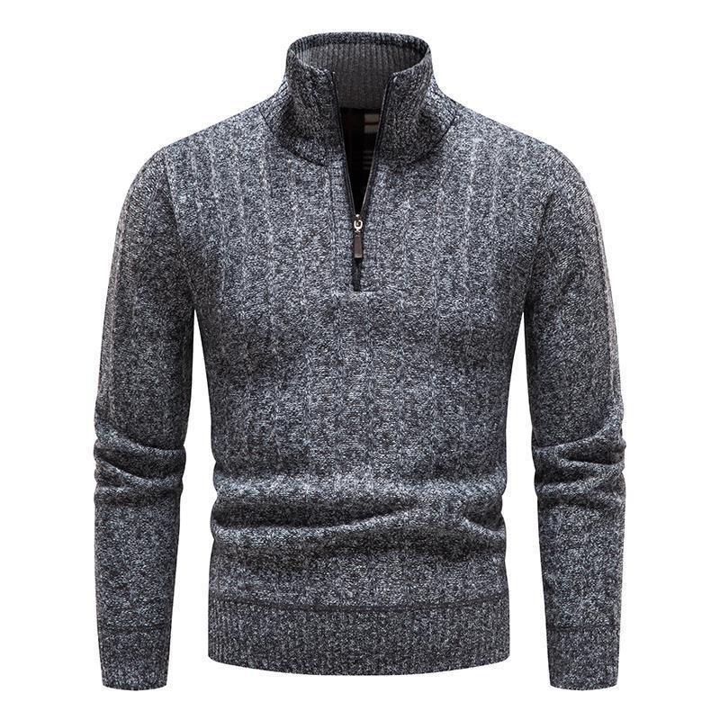 New Men's Sweater, High Street Pile, Pile Collar Pullover, Knit, Solid Color Base Layer