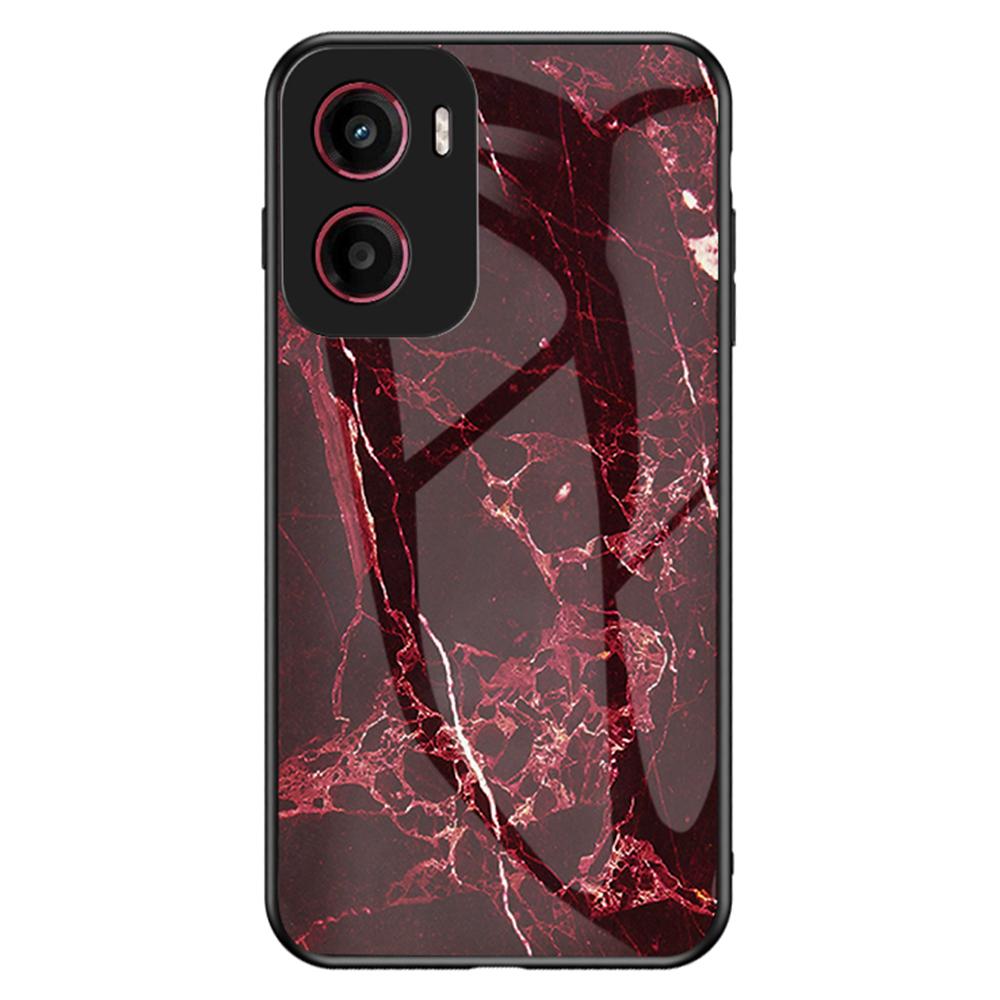 For Motorola Moto G05 4G Case Marble Pattern Tempered Glass+PC+TPU Protective Phone Cover