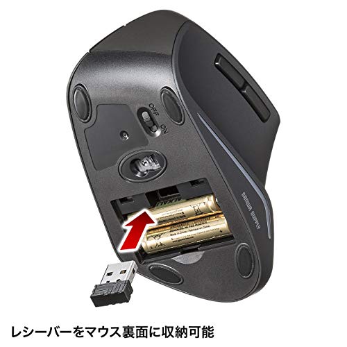 SANWA SUPPLY Mouse Ergonômico, Silencioso, Sem Fio, 2.4GHz, Prevenção de Tendinite, LED Azul, 5 Botões, Grande, MA-ERGW10N