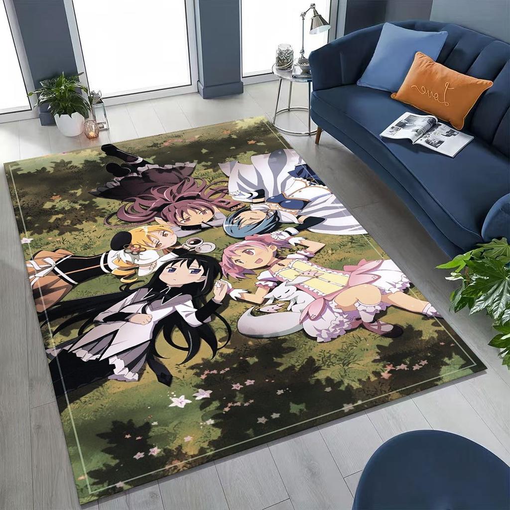 Cartoon Puella Magi Madoka Magica Girl Anime Rug for Bedroom Living Room Sofa Home Doormat Decor,Large Kids Non-slip Floor Mat