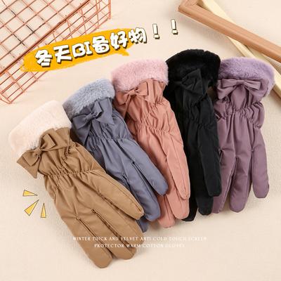 Gloves Keep Warm and Cold, Women's Season Waterproof, Piled and Thickened, Cute Student Ski Cotton