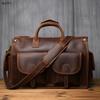 NZPJ Retro Genuine Leather Men's Briefcase Top Layer Cowhide Handbag Crazy Horse Leather Crossbody Bag For 16 Inch Laptops