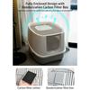 Large Fully Enclosed Cat Litter Box Front Entry Top Exit Cat Potty Toilet with Lid Litter Scoop