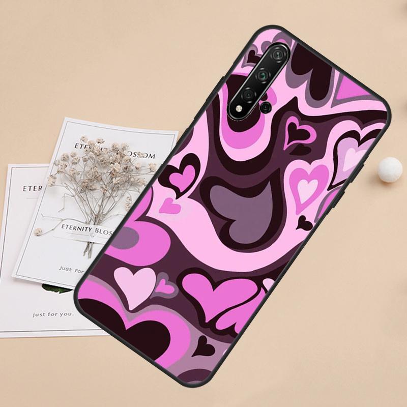 

Brown Purple Hearts Swirl Pattern For Huawei Nova 5T 9 10 SE 7i 8i 11i 12i Y60 Y61 Y70 Y72 Y73 Y90 Y91 P20 P30 P40 Lite Case Huawei Nova Y61